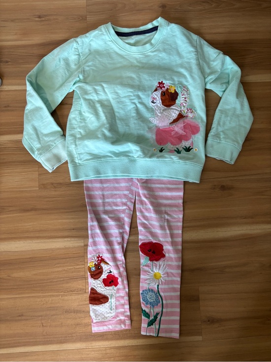 Other - Kids Mint and Pink Floral Appliqué Hamster Matching Set 4T  mini boden style